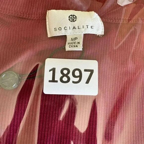 Socialite Burgundy Maroon Ruched Bodycon Casual Ribbed Knit Soft SZ MP # 1897 - Picture 7 of 9